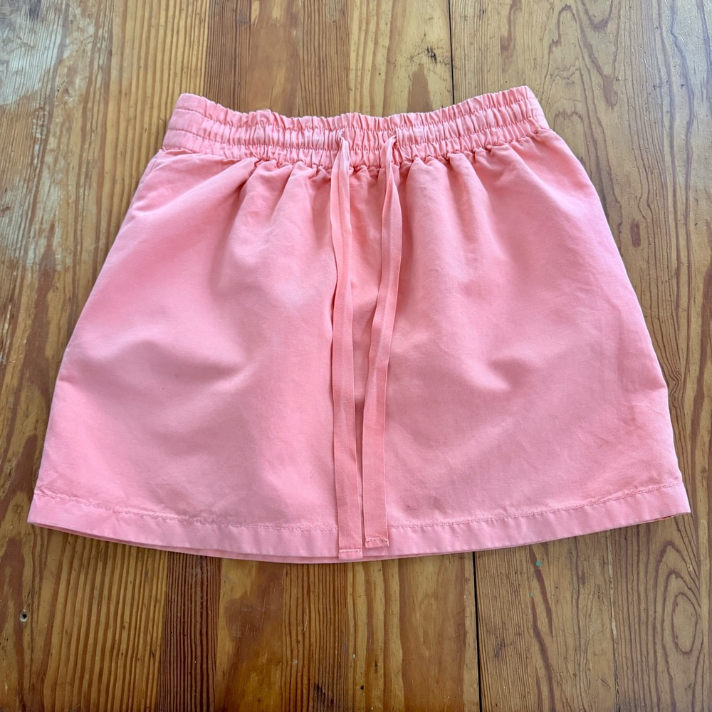 J.Crew‎ Coral Pink Cotton Ramie Drawstring Mini Skirt with Pockets Size 0